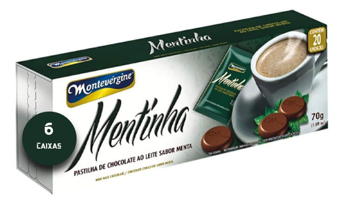 Mentinha De Chocolate Ao Leite Montevergine 70g (6 Caixas)