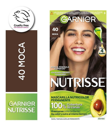 Kit De Coloración Permanente Garnier Nutrisse 4 Aceites Tono 40 Clasico