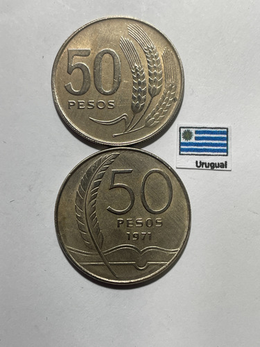Moeda 50 Pesos 1970 E 1971, Ur 224 Uruguai (Usado)