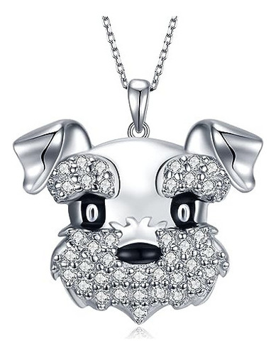 Collar Schnauzer De Plata De Ley 925 Con Colgante De Perro T