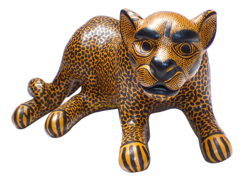 Jaguar De Barro De Chiapas Hembra Decoración Mexicana 46 Cm