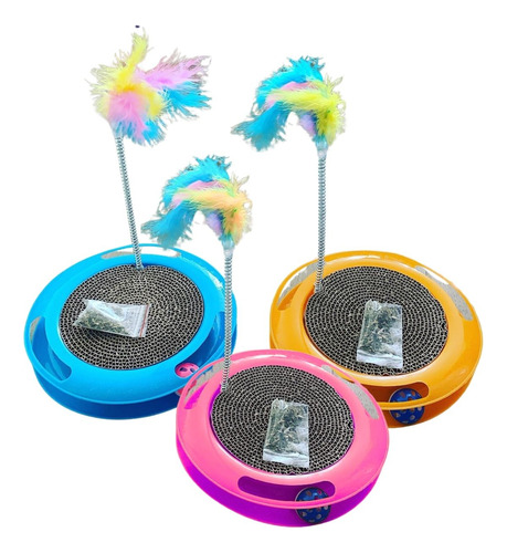 Juguete Gato Rascador Varilla Plumas + Catnip Colores