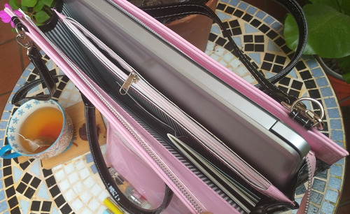 Imagen 6 de 7 de Portafolio Maletín Cartera Dama Charol Con Camel Con Envio