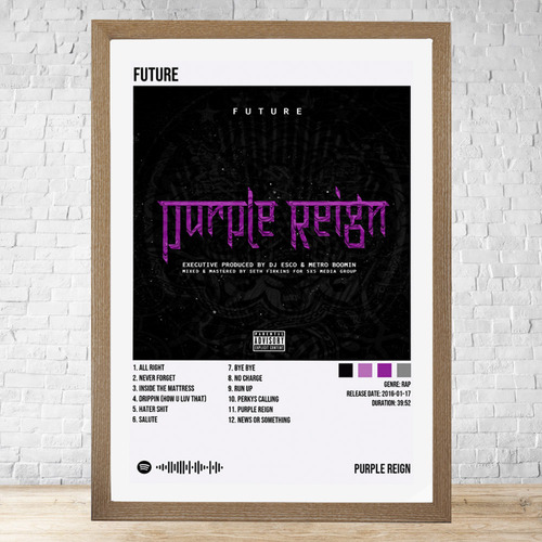 Cuadro Future Purple Reign 30x40 Con Vidrio Y Marco C472 Marrón Claro Moderno