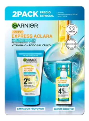 Garnier Skin Active 2 Pack Limpiador Y Sérum Aclara Express