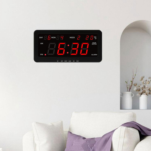 Pantalla De Temperatura De Reloj De Pared Digital Rojo