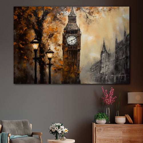Cuadro Big Ben Londres Artistico Canvas Elegante Sala 130x90