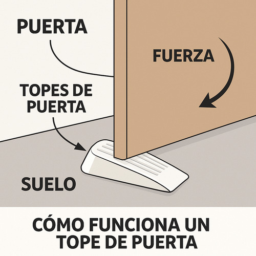 Tope Cuña Traba Para Puerta Diseño Elegante Blanco Clásico Mate