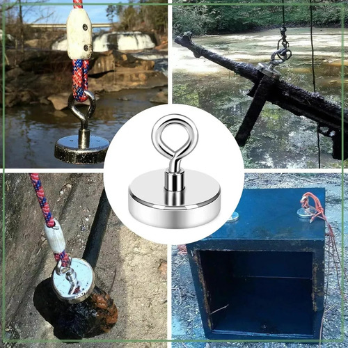 Pack X2 Iman Neodimio Eoland De Pesca Imanes Neodimio Con Gancho 60mm 120kg