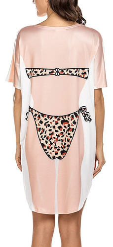 Camisa De Bikini Holgada Con Cuello Redondo Para Cubrir La P