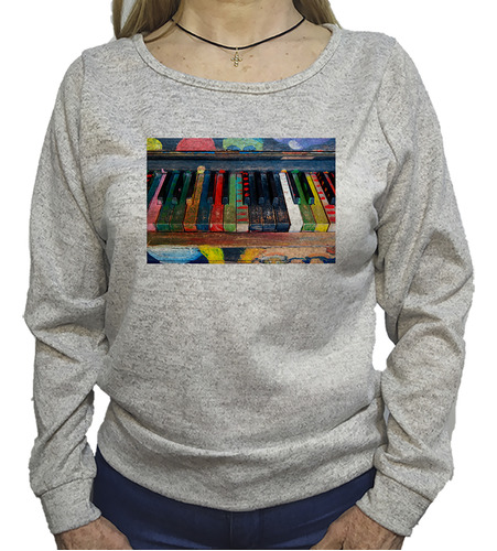 Buzo Lanilla Piano Teclas Pintadas Colores Artistico
