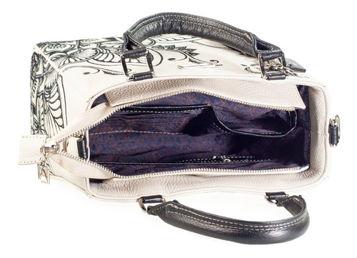 Imagen 4 de 7 de Bolsa De Piel Con Bordado Artesanal Mandala Bolso Moda Dama