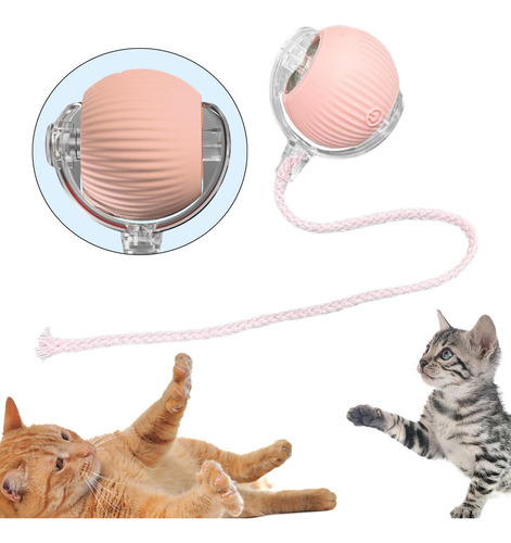 Juguete Interactivo Para Gatos, Pelota Rodante, Pelota Rosa