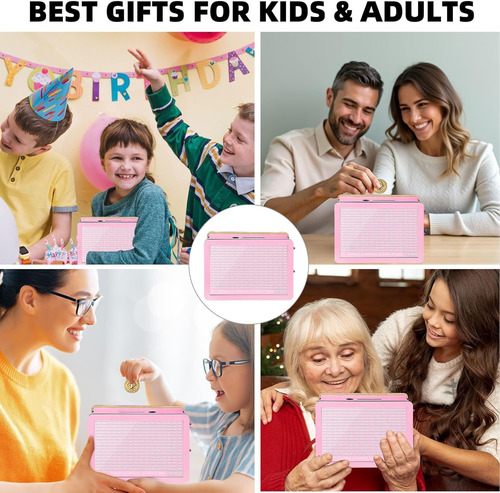 Alcancía Caja De Ahorros Mdf,para Ahorrar Color Rosa Alcansia 10000 Rosa