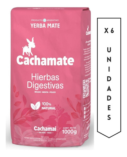 Yerba Mate Con Hierbas Digestivas Boldo Cachamate 1 Kg X 6u.