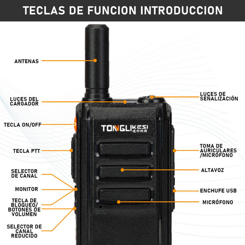 Walkie Talkie Radios De Comunicacion Largo Alcance Manos 2pc Color Negro
