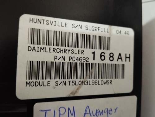 Modulo Tipm Avenger Sebring 2007 P04692168ah (Usado)