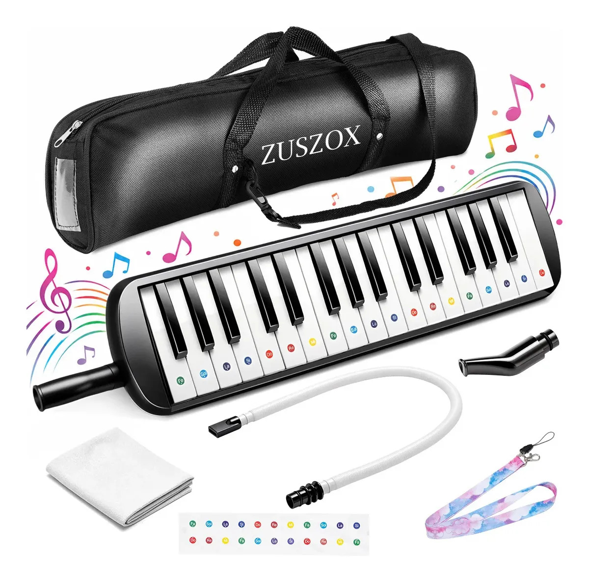 Imagen de Melodica Escolar 32 Tecla Instrumento Con Estuche, Melódica Con Teclado Pianica Con 1 Tubo Largo Suave, 1 Boquilla Corta, Pegatinas De Notas Musicales Y Cordones Para Niños y Adultos