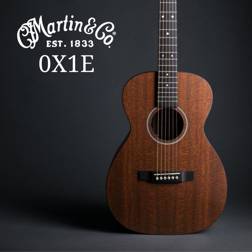 Guitarra electroacústica Fishman de acero Martin Folk 0x1e con tapa marrón, material de diapasón Richlite, guía para la mano derecha