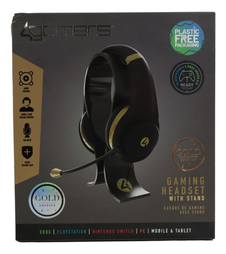 Audífonos 4gamers Xp-gold Con Base 3.5mm Alámbricos Negros