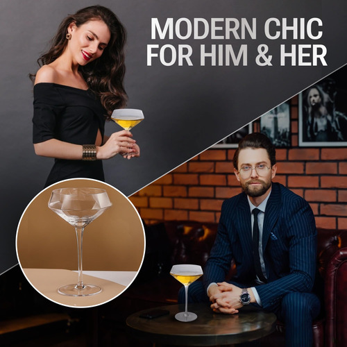 Lidy Juego De 2 Copas De Martini Con Forma De Diamante Para