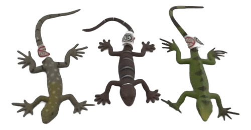 Lagartijas Iguanas Juguete De Goma Dura X 3 Unidades Verde