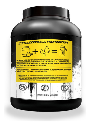 Cla + Carnitina 1kg Guns Suplements 100 Servs Pre Entreno Limón