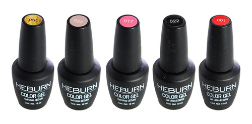 Heburn Kit X5 Esmaltes Semipermanentes Gel On-off Manicuria