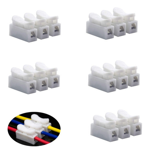 Pack X 5 Conector Terminal Cables 3 Pin Rapida Accion Spring