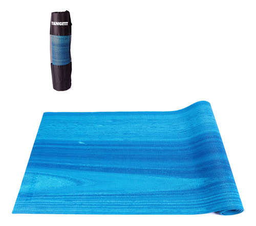 Tapete Yoga Mat Pilates Em Pvc 6mm Rainbow Com Bolsa Yangfit Cor Azul