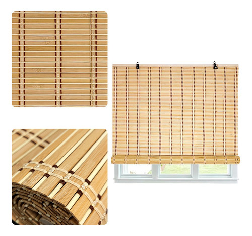 Cortina Roller Persiana Beiti Enrollable De Bambú 120x180cm