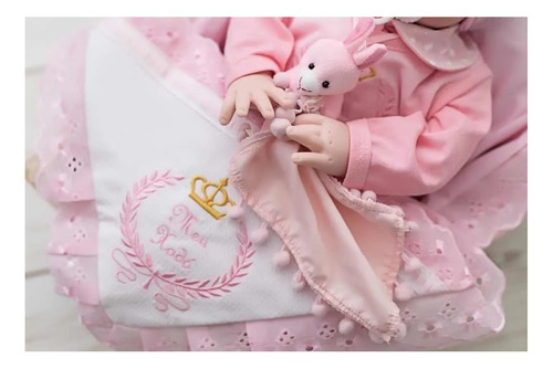Bebe Reborn Boneca Princesa Menina Pronta + Bolsa Cor Do Cabelos Roupa Rosa Cabelo Castanho