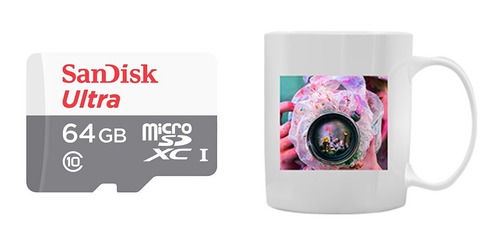 Imagen 1 de 6 de Tarjeta De Memoria Sandisk Ultra 64gb Micro Sd + Taza