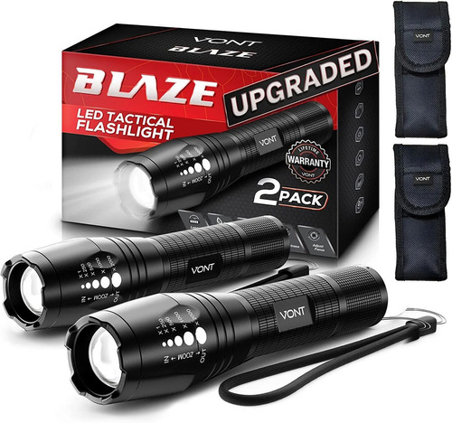 Linterna Tactica Led Con Zoom 5 Modos Impermeable - Pack X 2