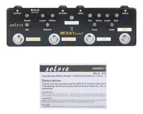 Mosky Audio Sol918 Pedal Multiefecto 5 En 1 Efecto Combinado