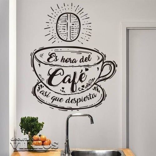 Vinilo Decorativo Taza Hora De Cafe  