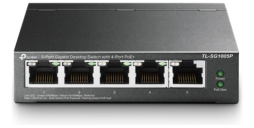 Switch Tp-link Tl-sg1005p Gigabit 5 Con 4 Poe+ Metalico Rack