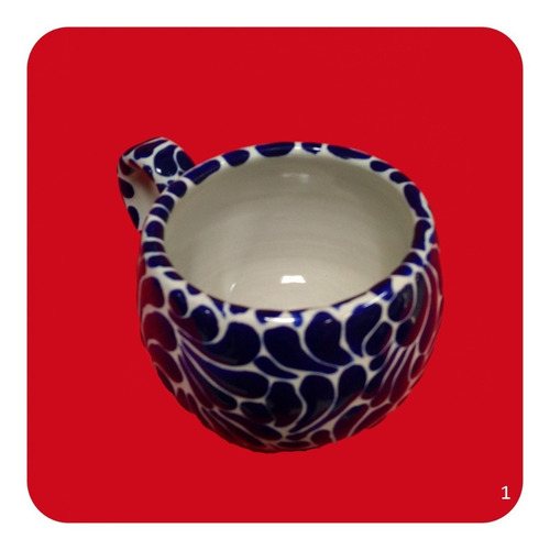 Imagen 2 de 2 de Tarro Chocolatero Barroco Azul De Talavera Poblana 500 Ml Tz