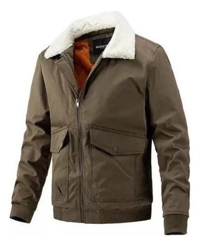 Chaqueta Informal Con Cuello De Piel Para Hombre