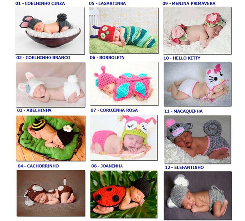 Imagem 5 de 5 de Kit Com 3 Newborns Menino E Meninas Conjuntos Toucas Crochê