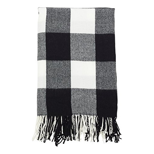 Manta De Cuadros Buffalo Plaid Borlas