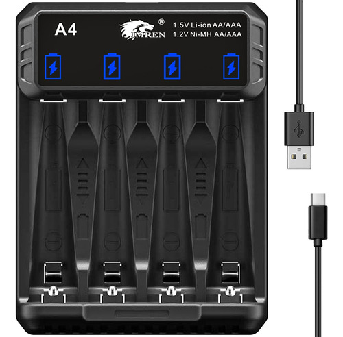 Cargador De Batería Aa Aaa De Litio Y Nimh Usb-c