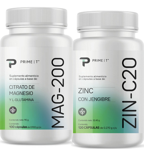 Magnesio Mag-200 Y Zinc Zin-c20 Combo Primetech Sabor Sin sabor