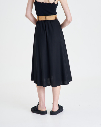 Imagen 3 de 5 de Pollera Lino Belt Deia - Negro Mujer Portsaid