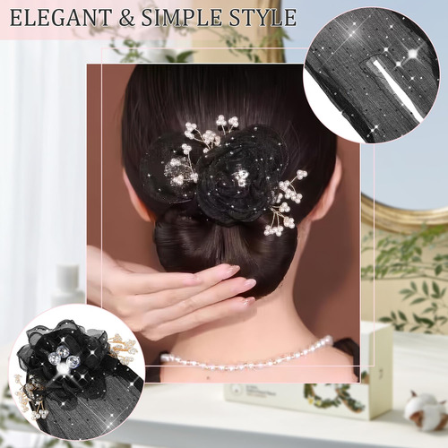 Juego De Accesorios Para El Cabello Con Flores Bordadas A Ma