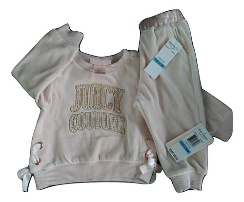 Conjunto / Set Plush Y Raso 6 A 9 Meses Juicy Couture Nena