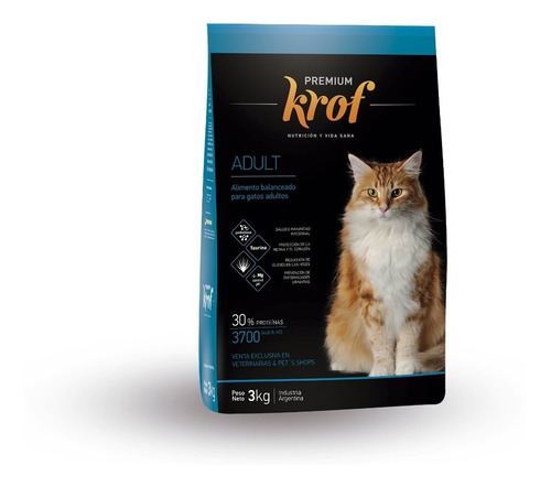 Alimento Krof Premium Para Gato Adulto Bolsa X 3 Kg