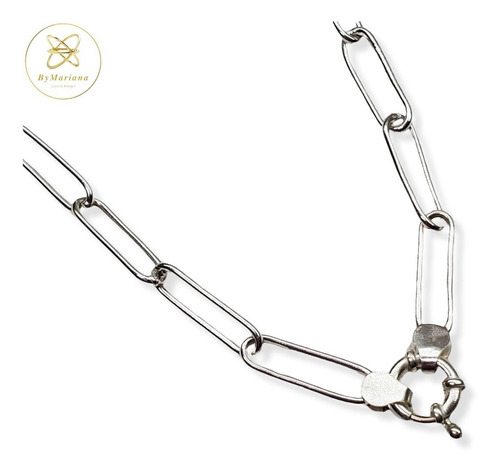 Imagen 2 de 8 de Cadena Plata Eslabon Oval Con Marinero 50 Cm