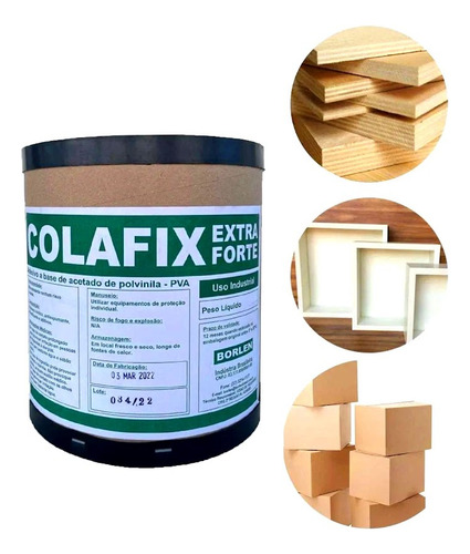 Cola Pva Branca Extra Colafix 1200 Para Papelão Madeira 10kg
