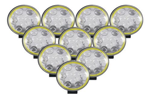 10 Farol Milha Led Redondo 27w 12v/24v Carro Jeep Caminhao